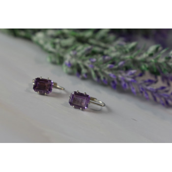 Sky Jewelry Серебряные серьги 925 пробы с Фиолетовым Турмалином