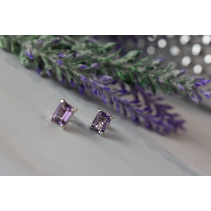 Sky Jewelry Серебряные серьги-гвоздики с Аметистом