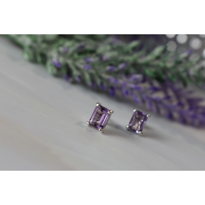 Sky Jewelry Серебряные серьги-гвоздики с Аметистом