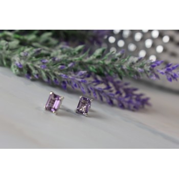 Sky Jewelry Серебряные серьги-гвоздики с Аметистом