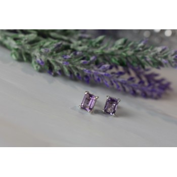 Sky Jewelry Серебряные серьги-гвоздики с Аметистом