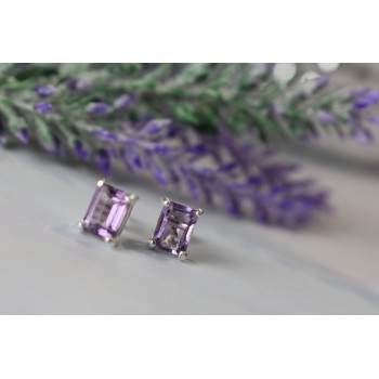 Sky Jewelry Серебряные серьги-гвоздики с Аметистом