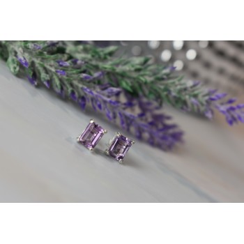 Sky Jewelry Серебряные серьги-гвоздики с Аметистом