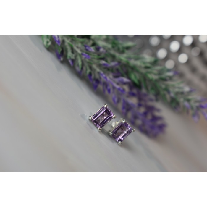 Sky Jewelry Серебряные серьги-гвоздики с Аметистом