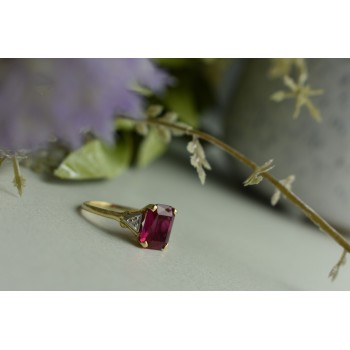 Sky Jewelry Золотое кольцо 10К (417 проба) с Рубином и Бриллиантами