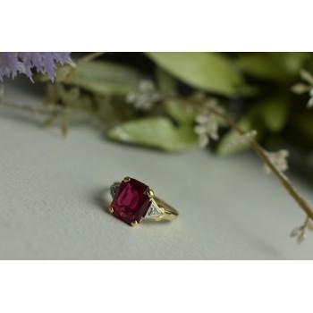 Sky Jewelry Золотое кольцо 10К (417 проба) с Рубином и Бриллиантами