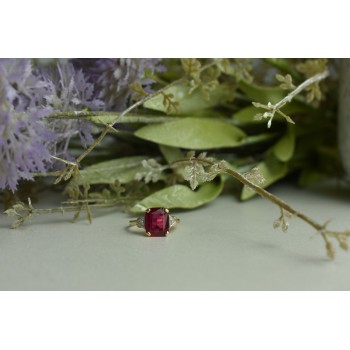 Sky Jewelry Золотое кольцо 10К (417 проба) с Рубином и Бриллиантами