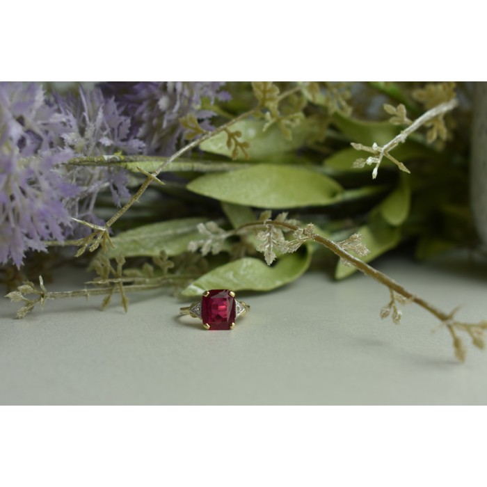 Sky Jewelry Золотое кольцо 10К (417 проба) с Рубином и Бриллиантами