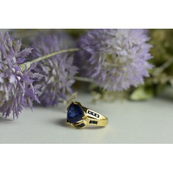 Sky Jewelry Серебряное кольцо в позолоте с Сапфиром