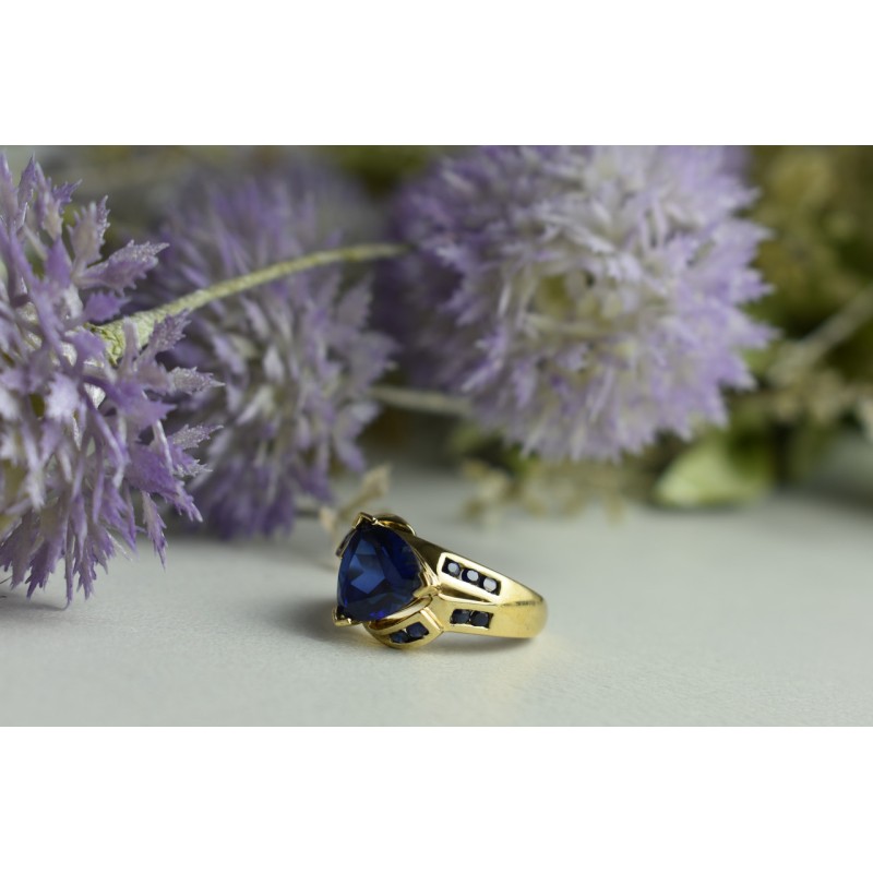 Sky Jewelry Серебряное кольцо в позолоте с Сапфиром