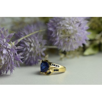 Sky Jewelry Серебряное кольцо в позолоте с Сапфиром