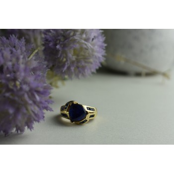 Sky Jewelry Серебряное кольцо в позолоте с Сапфиром