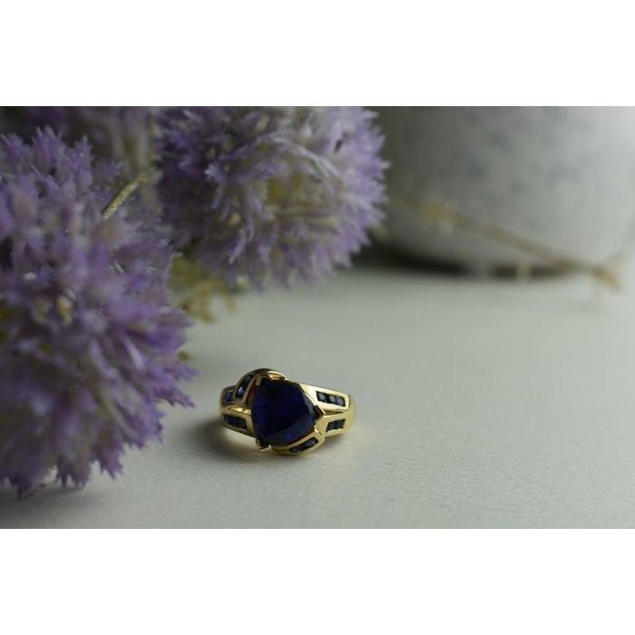 Sky Jewelry Серебряное кольцо в позолоте с Сапфиром