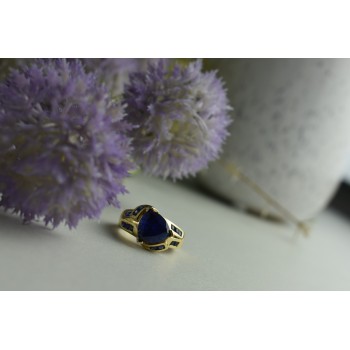 Sky Jewelry Серебряное кольцо в позолоте с Сапфиром