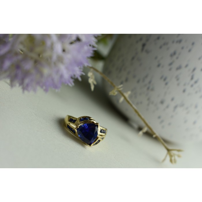 Sky Jewelry Серебряное кольцо в позолоте с Сапфиром