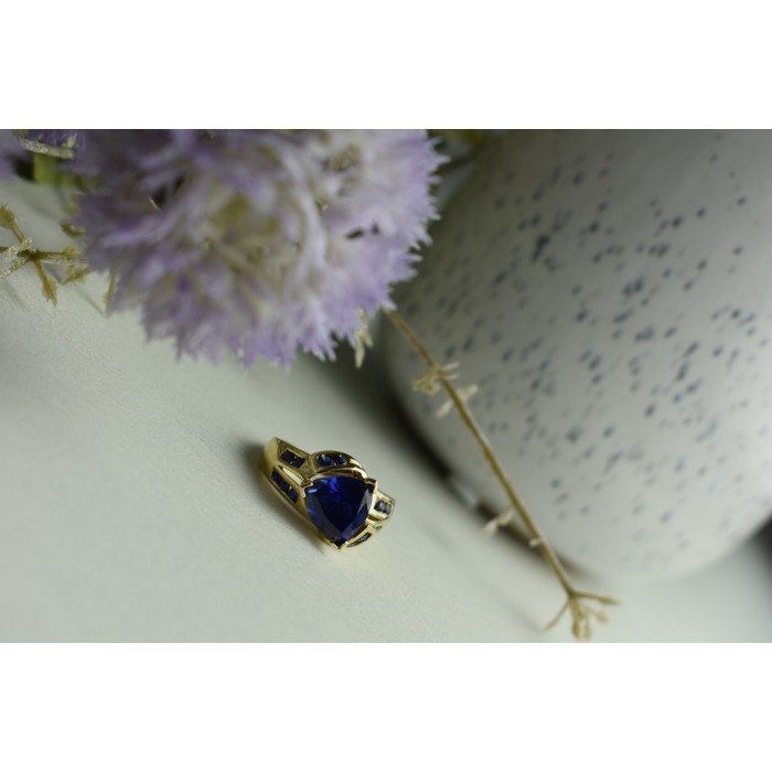 Sky Jewelry Серебряное кольцо в позолоте с Сапфиром