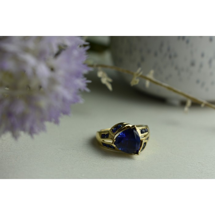 Sky Jewelry Серебряное кольцо в позолоте с Сапфиром