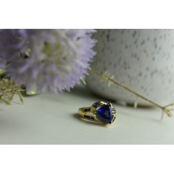 Sky Jewelry Серебряное кольцо в позолоте с Сапфиром