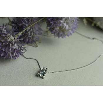 Sky Jewelry Серебряная цепочка с кулоном *Голубая Шпинель*