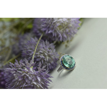 Sky Jewelry Серебряное кольцо 925 пробы с камнем Шпинель и синими фианитами