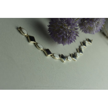 Sky Jewelry Серебряный браслет с Черным Агатом и Перламутром