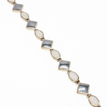 Sky Jewelry Серебряный браслет с Черным Агатом и Перламутром