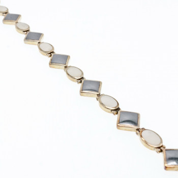 Sky Jewelry Серебряный браслет с Черным Агатом и Перламутром