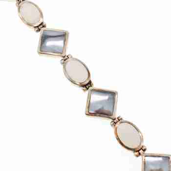 Sky Jewelry Серебряный браслет с Черным Агатом и Перламутром