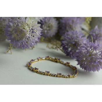 Sky Jewelry Серебряный браслет в позолоте с Фиолетовым Танзанитом