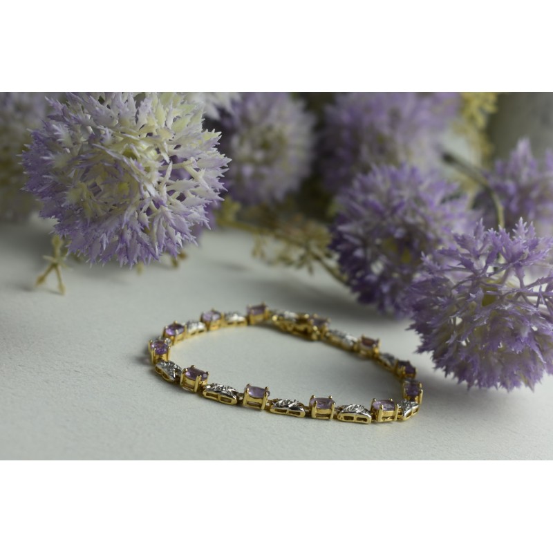 Sky Jewelry Серебряный браслет в позолоте с Фиолетовым Танзанитом