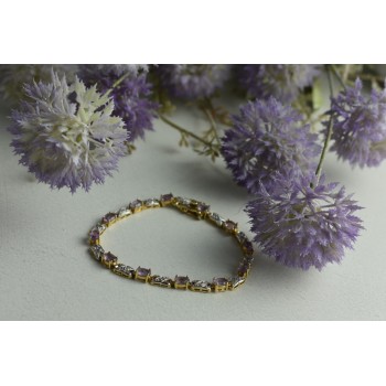 Sky Jewelry Серебряный браслет в позолоте с Фиолетовым Танзанитом