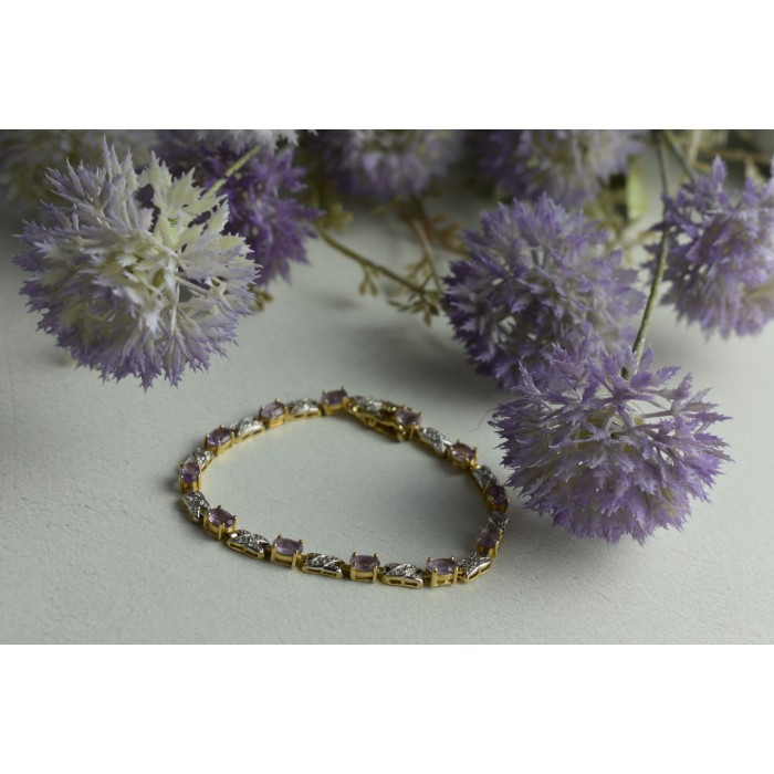 Sky Jewelry Серебряный браслет в позолоте с Фиолетовым Танзанитом
