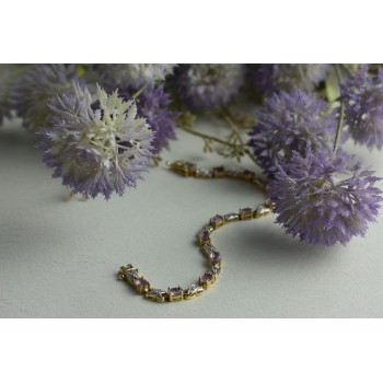 Sky Jewelry Серебряный браслет в позолоте с Фиолетовым Танзанитом