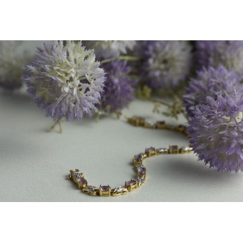 Sky Jewelry Серебряный браслет в позолоте с Фиолетовым Танзанитом