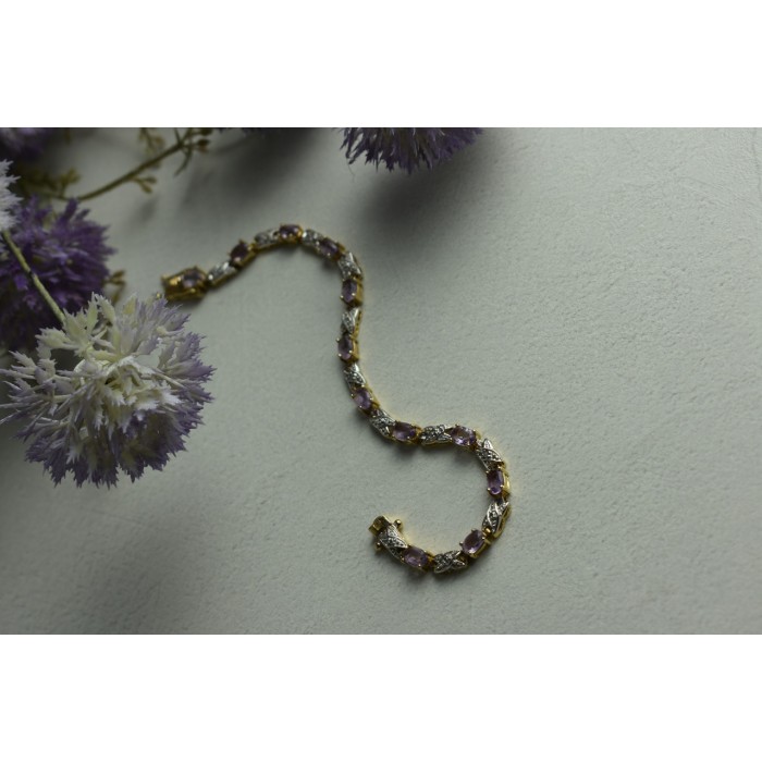 Sky Jewelry Серебряный браслет в позолоте с Фиолетовым Танзанитом