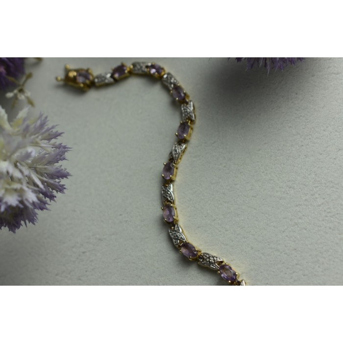 Sky Jewelry Серебряный браслет в позолоте с Фиолетовым Танзанитом