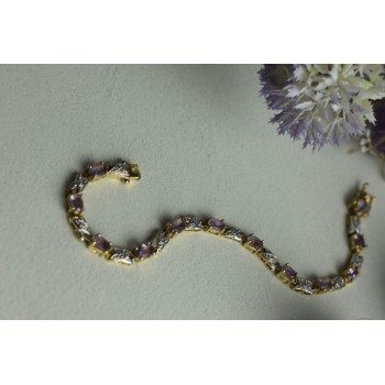 Sky Jewelry Серебряный браслет в позолоте с Фиолетовым Танзанитом