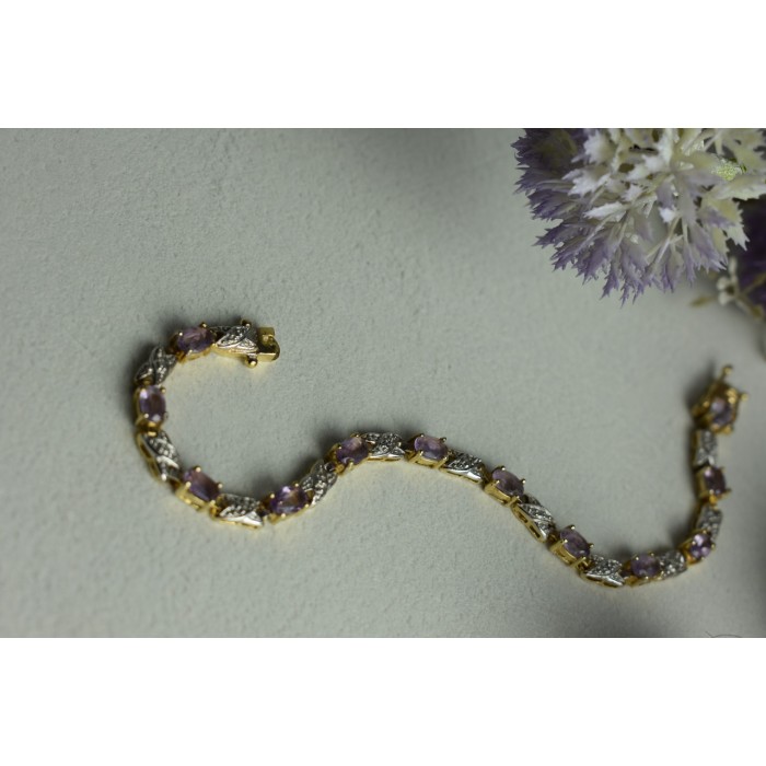 Sky Jewelry Серебряный браслет в позолоте с Фиолетовым Танзанитом
