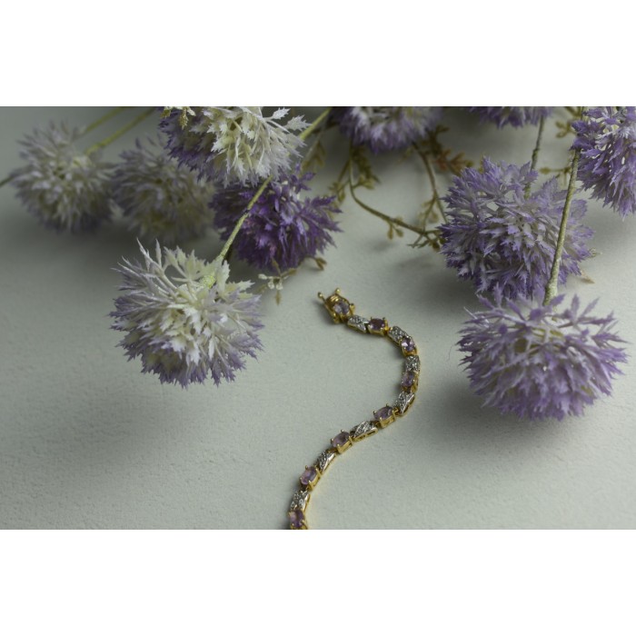 Sky Jewelry Серебряный браслет в позолоте с Фиолетовым Танзанитом