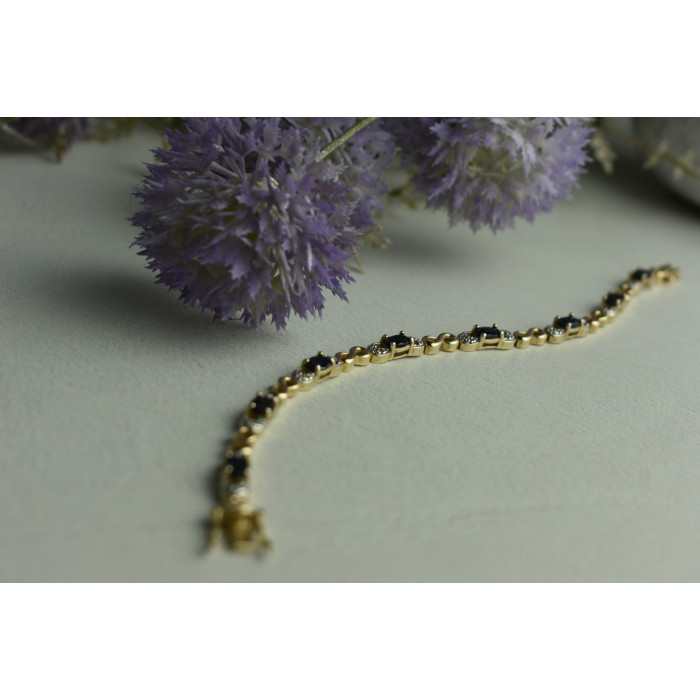 Sky Jewelry Серебряный браслет в позолоте 925 пробы с камнем Шпинель