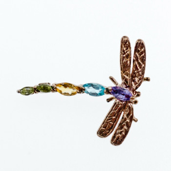 Sky Jewelry Серебряная брошь *СТРЕКОЗА* с натуральными камнями