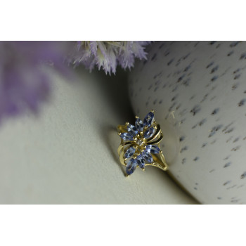 Sky Jewelry Золотое кольцо 14К (585 проба) с Танзанитом и Бриллиантом