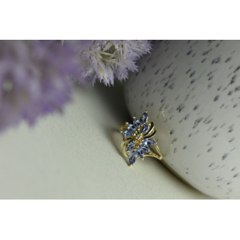 Sky Jewelry Золотое кольцо 14К (585 проба) с Танзанитом и Бриллиантом