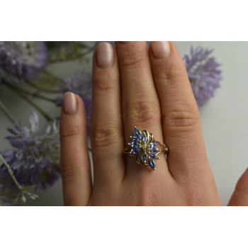 Sky Jewelry Золотое кольцо 14К (585 проба) с Танзанитом и Бриллиантом