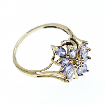 Sky Jewelry Золотое кольцо 14К (585 проба) с Танзанитом и Бриллиантом