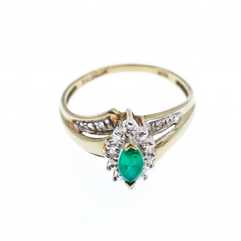 Sky Jewelry Золотое кольцо 10К (417 проба) с камнем Демантоид и маленькими бриллиантами