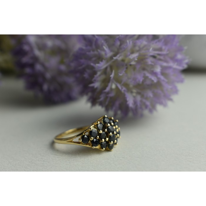 Sky Jewelry Серебряное кольцо в позолоте с камнями Шпинель