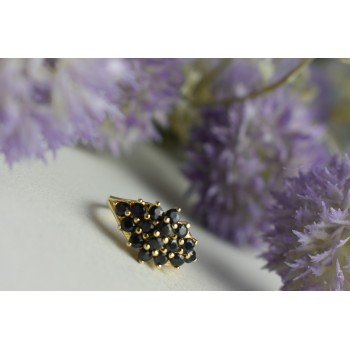 Sky Jewelry Серебряное кольцо в позолоте с камнями Шпинель