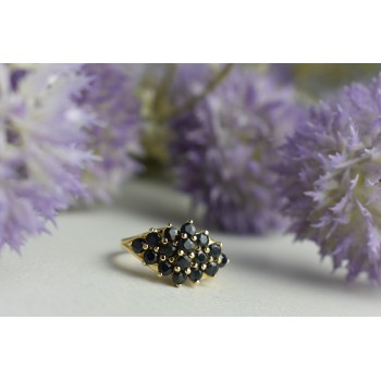 Sky Jewelry Серебряное кольцо в позолоте с камнями Шпинель