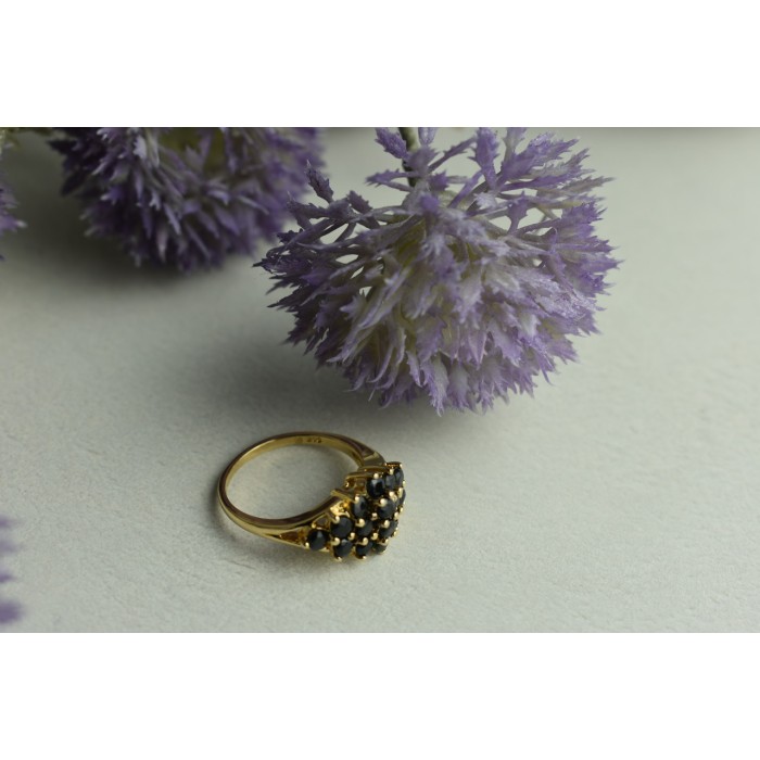 Sky Jewelry Серебряное кольцо в позолоте с камнями Шпинель